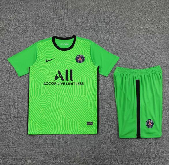 PSG Green Goalkeeper Soccer Jersey Kits (Shirt+Shorts) 2020/21